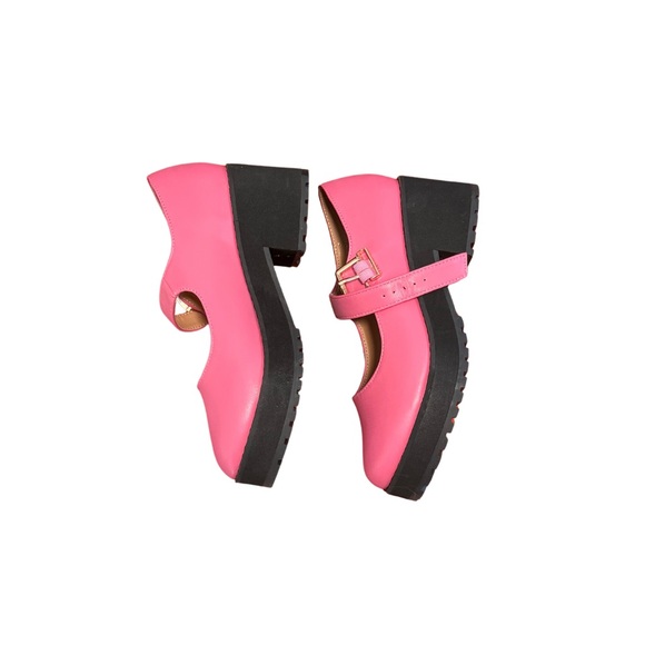 Pink Mary Jane Block Heel Shoes - Picture 3 of 4